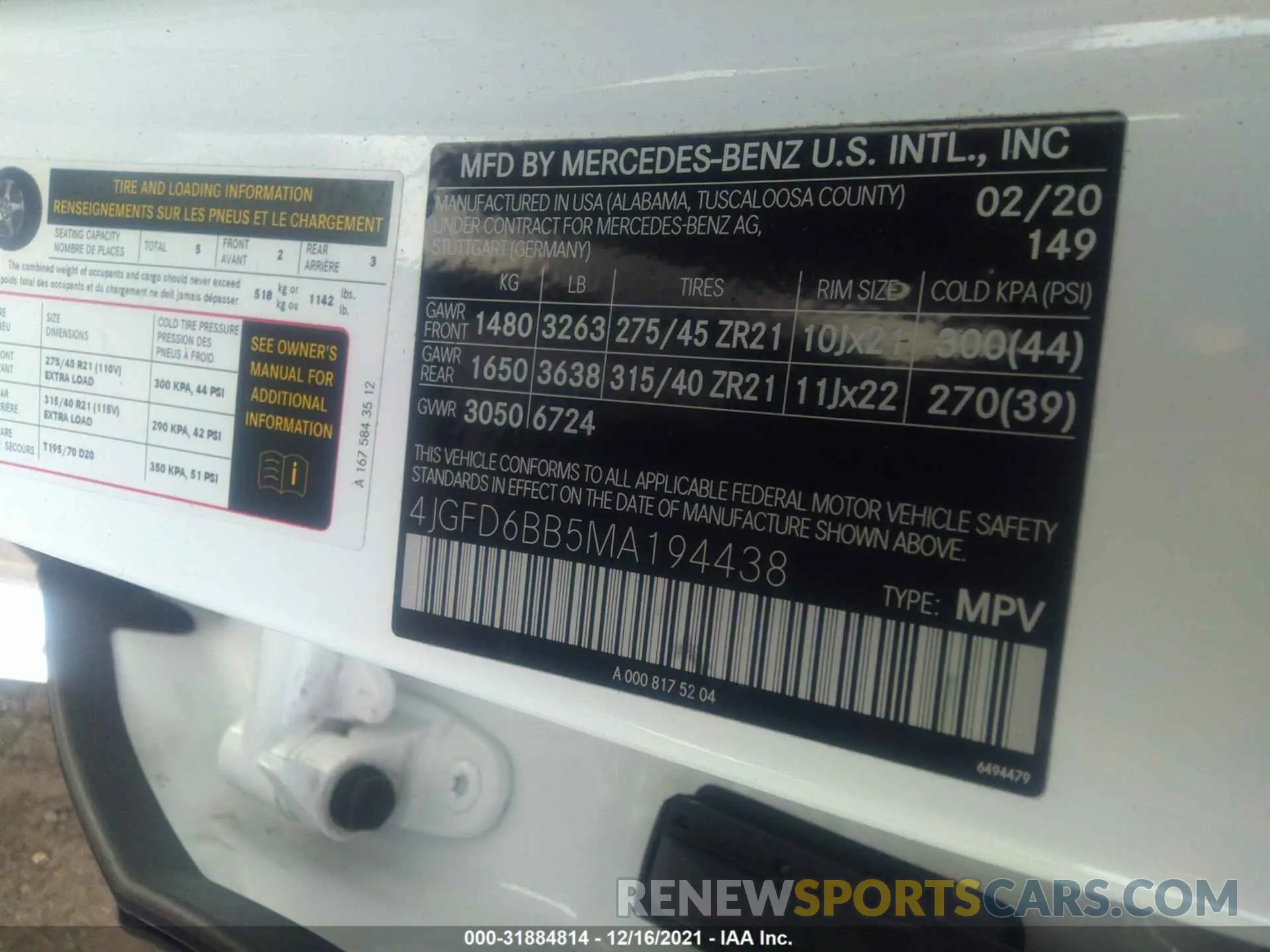 9 fotografías del automóvil dañado 4JGFD6BB5MA194438 MERCEDES-BENZ GLE 2021