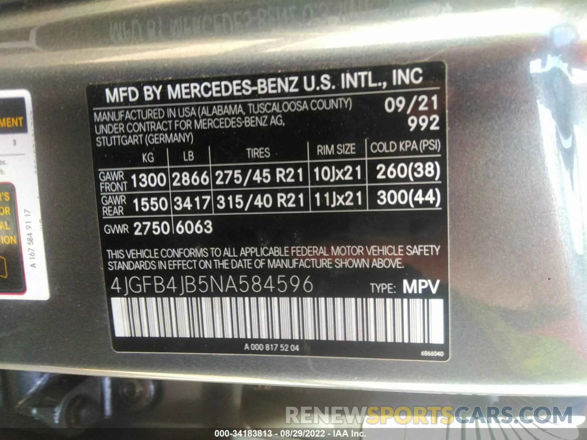 9 fotografías del automóvil dañado 4JGFB4JB5NA584596 MERCEDES-BENZ GLE 2022