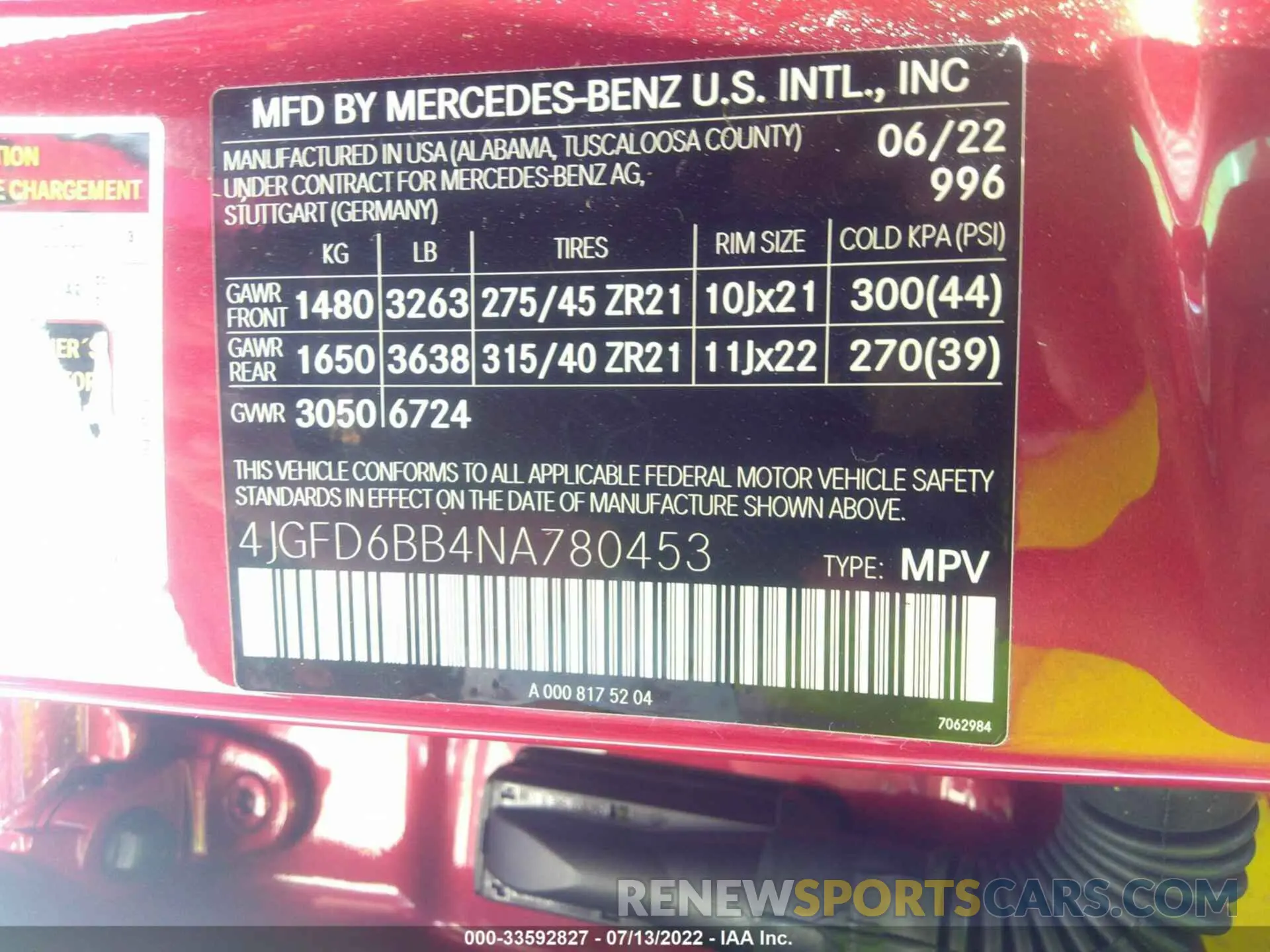 9 fotografías del automóvil dañado 4JGFD6BB4NA780453 MERCEDES-BENZ GLE 2022