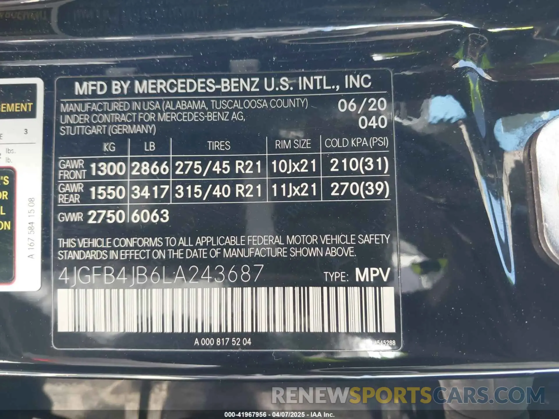 9 fotografías del automóvil dañado 4JGFB4JB6LA243687 MERCEDES-BENZ GLE 350 2020