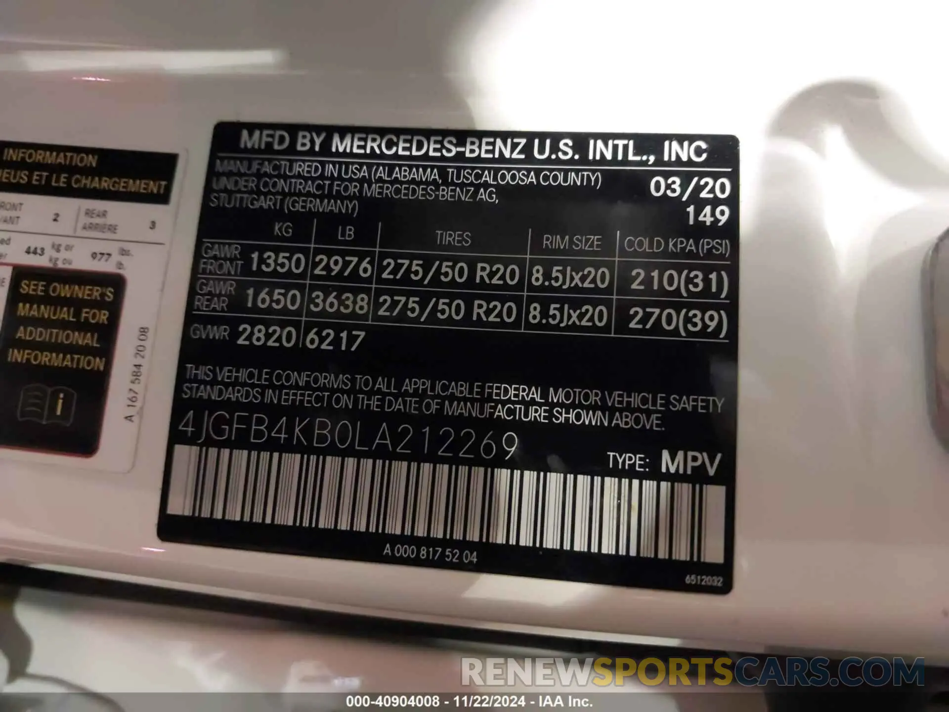 9 fotografías del automóvil dañado 4JGFB4KB0LA212269 MERCEDES-BENZ GLE 350 2020