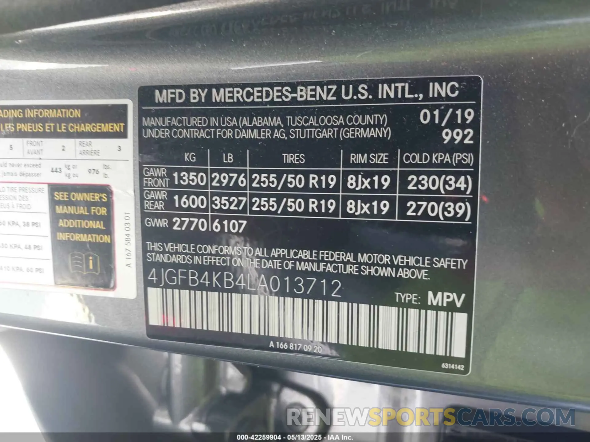 9 fotografías del automóvil dañado 4JGFB4KB4LA013712 MERCEDES-BENZ GLE 350 2020