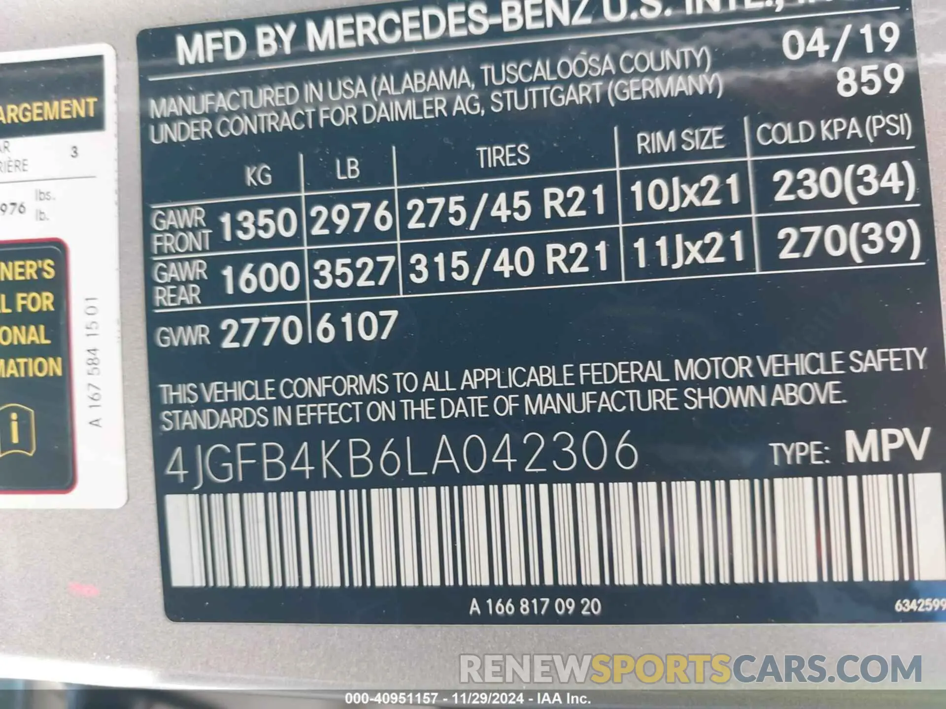 9 fotografías del automóvil dañado 4JGFB4KB6LA042306 MERCEDES-BENZ GLE 350 2020