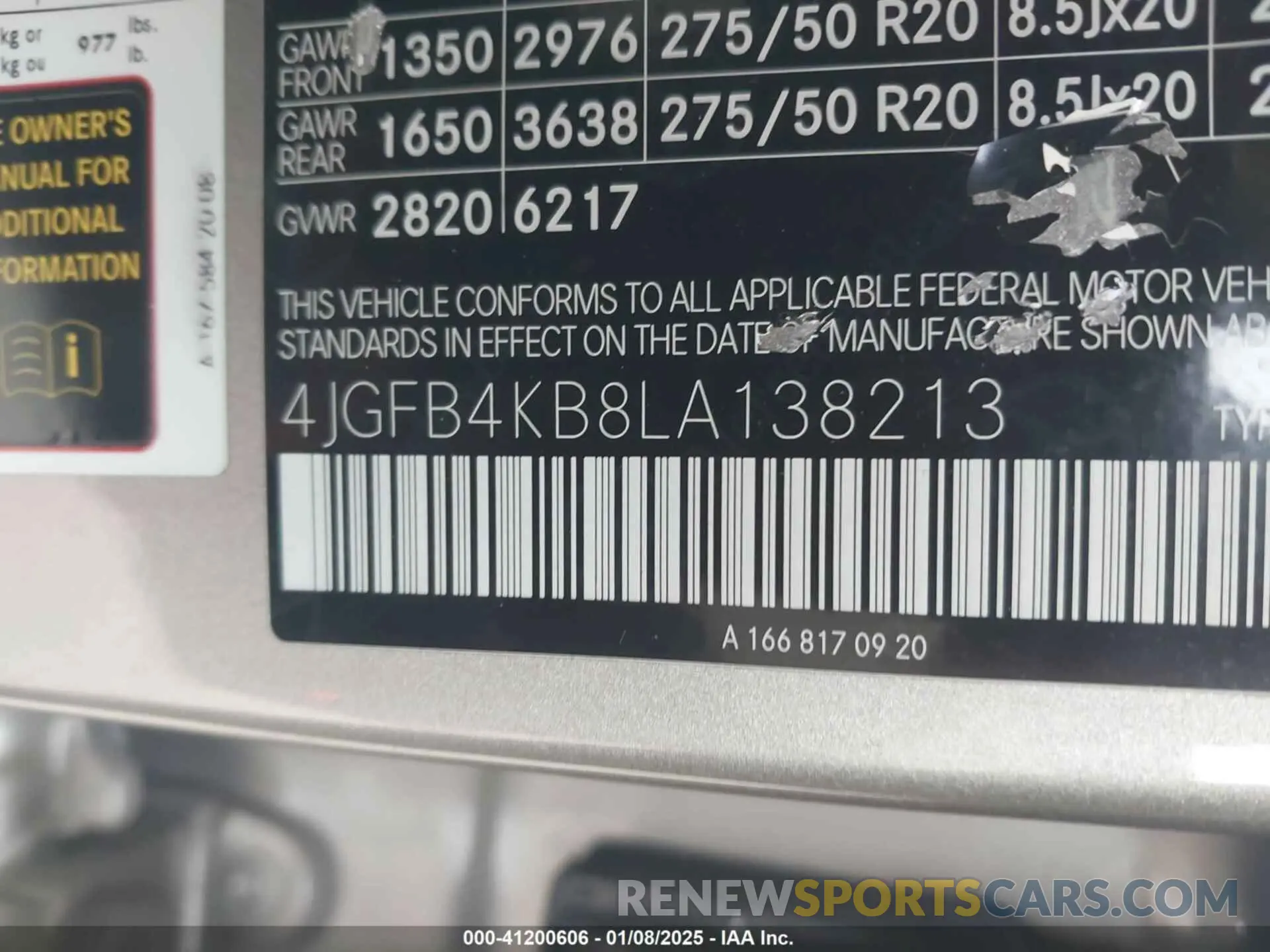 9 fotografías del automóvil dañado 4JGFB4KB8LA138213 MERCEDES-BENZ GLE 350 2020