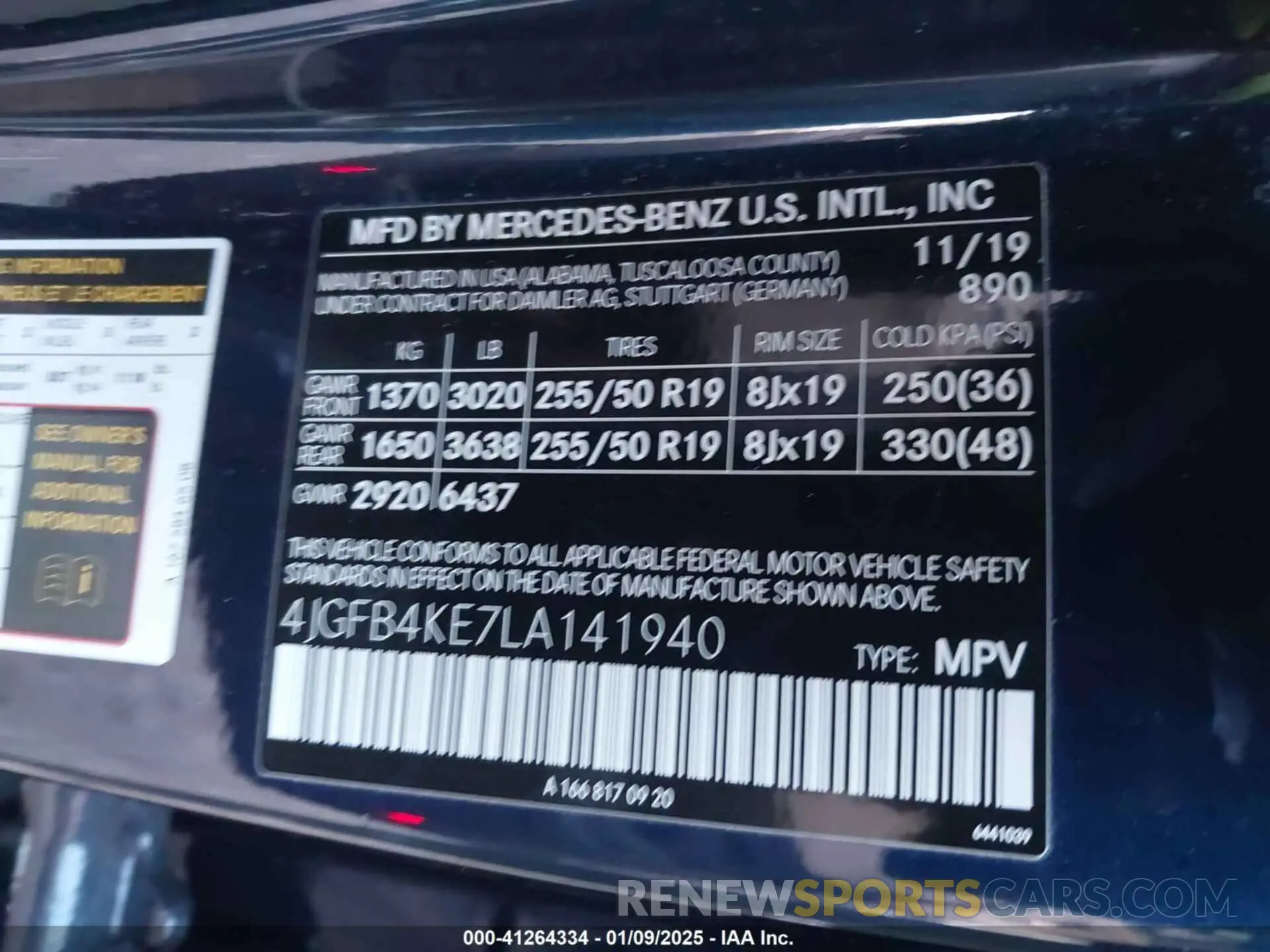 9 fotografías del automóvil dañado 4JGFB4KE7LA141940 MERCEDES-BENZ GLE 350 2020