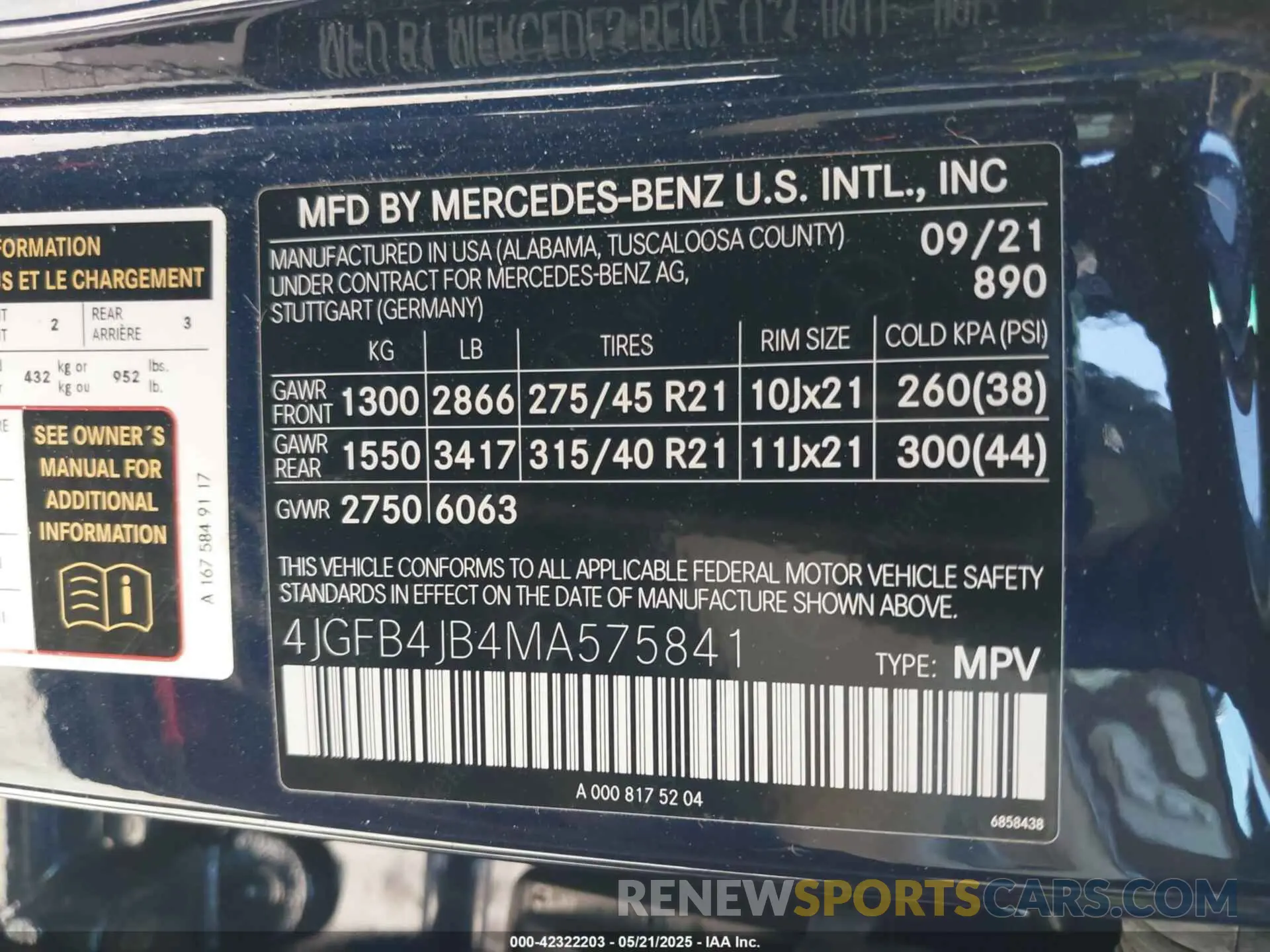 9 fotografías del automóvil dañado 4JGFB4JB4MA575841 MERCEDES-BENZ GLE 350 2021
