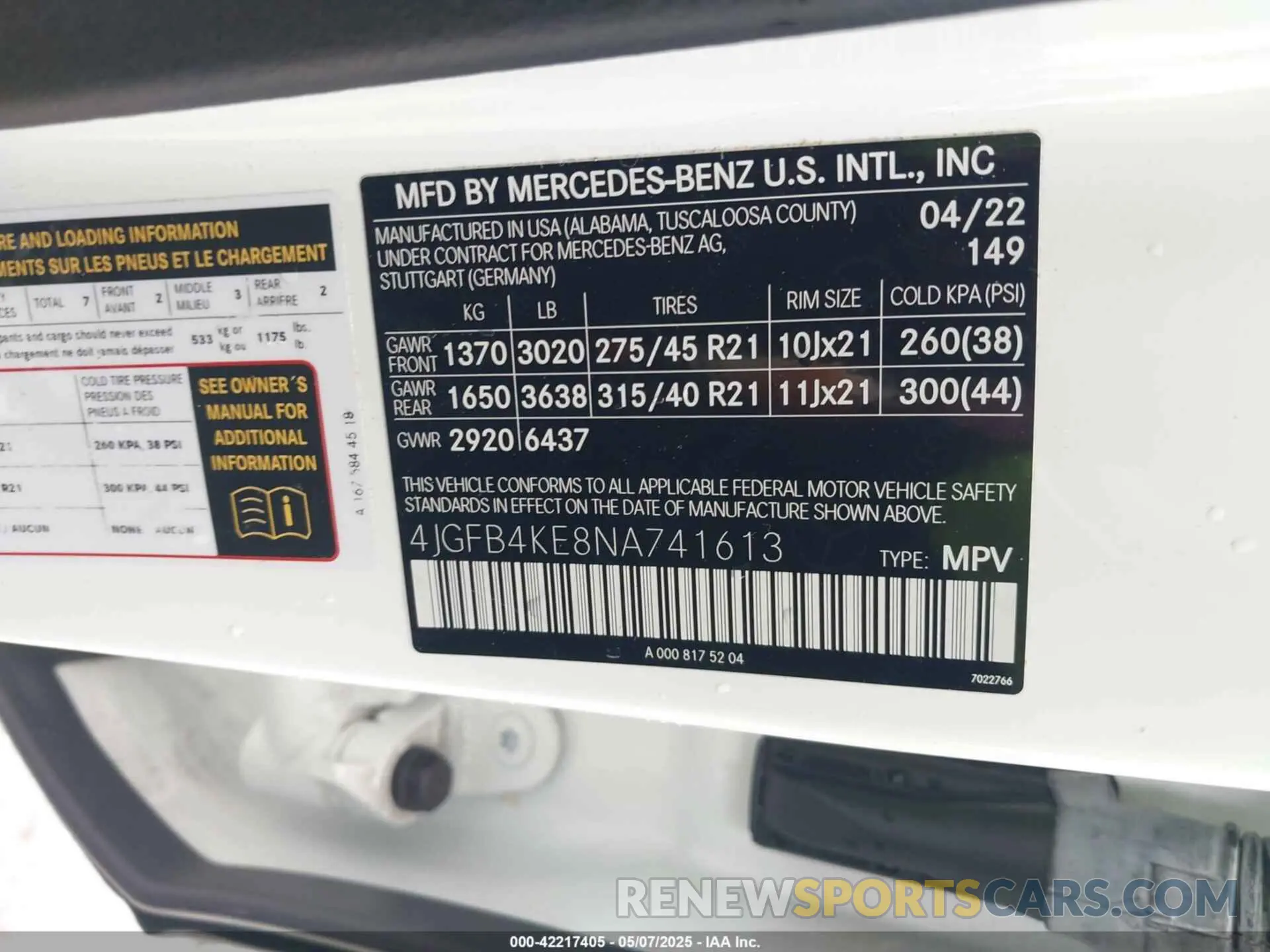 9 fotografías del automóvil dañado 4JGFB4KE8NA741613 MERCEDES-BENZ GLE 350 2022