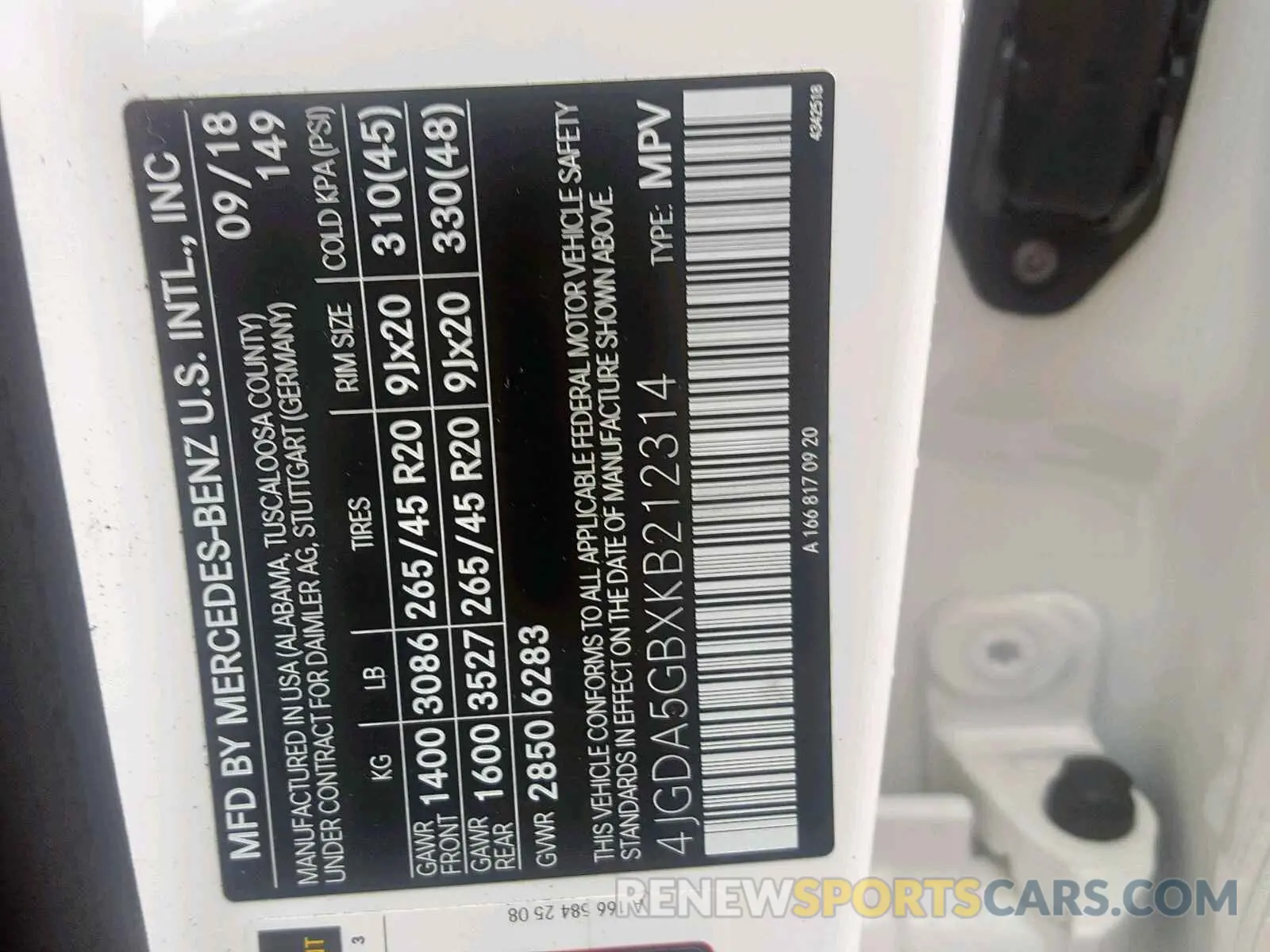 10 fotografías del automóvil dañado 4JGDA5GBXKB212314 MERCEDES-BENZ GLE 400 4M 2019