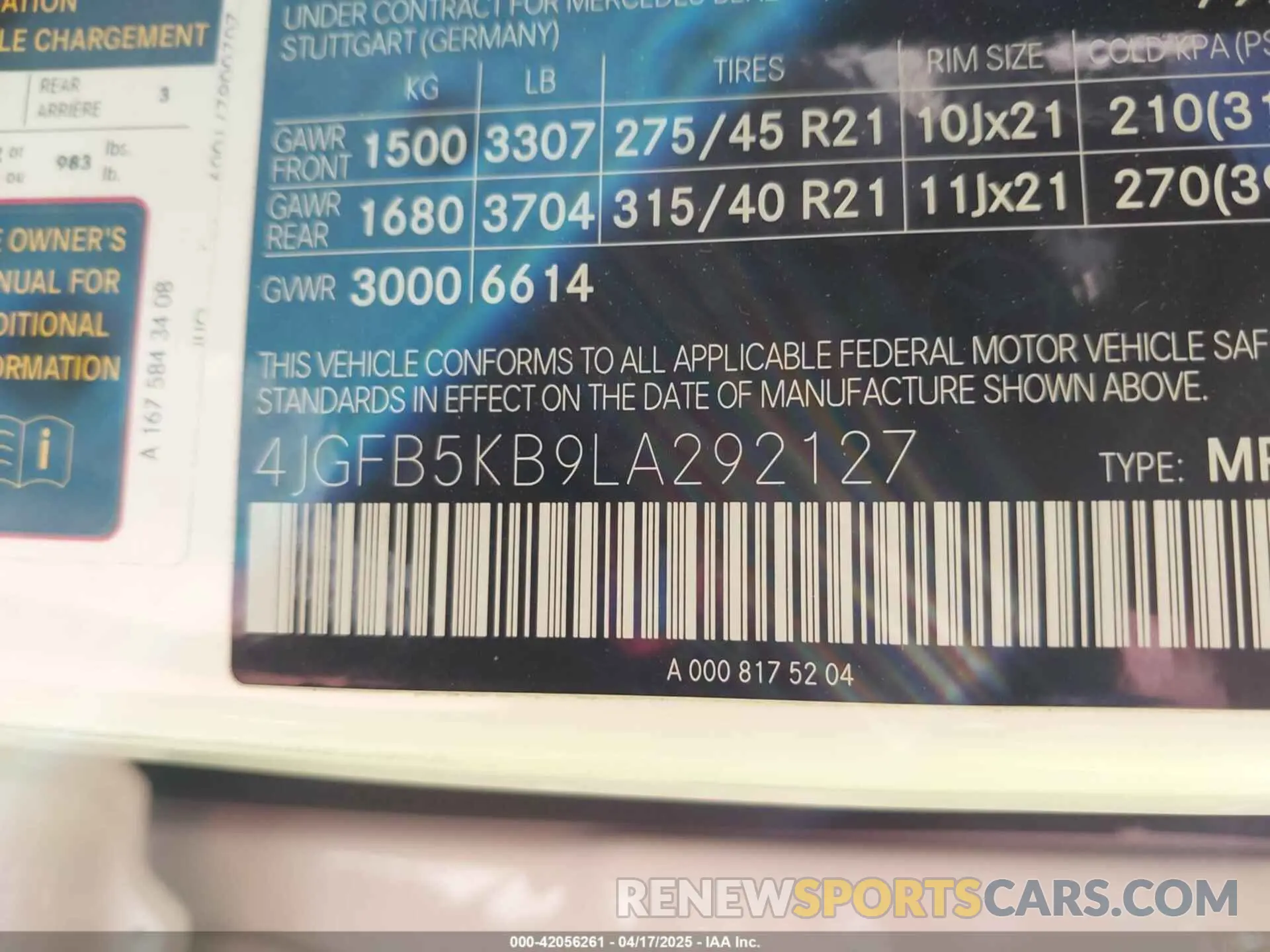 9 fotografías del automóvil dañado 4JGFB5KB9LA292127 MERCEDES-BENZ GLE 450 2020