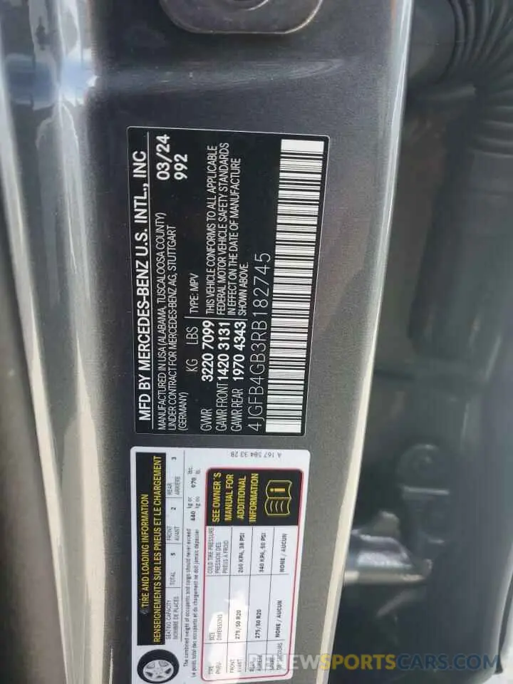 14 fotografías del automóvil dañado 4JGFB4GB3RB182745 MERCEDES-BENZ GLE 450E 4 2024