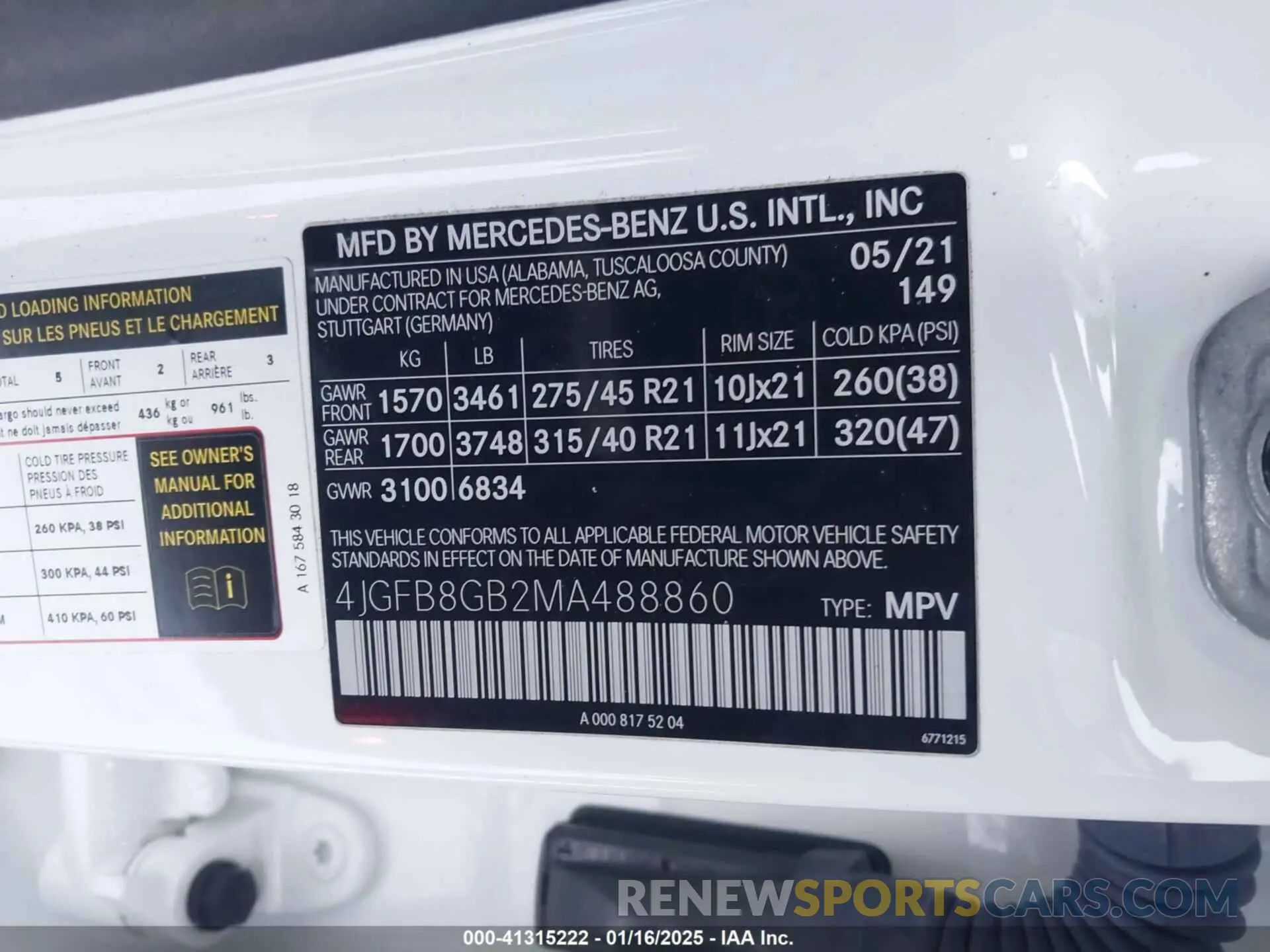 9 fotografías del automóvil dañado 4JGFB8GB2MA488860 MERCEDES-BENZ GLE 580 2021