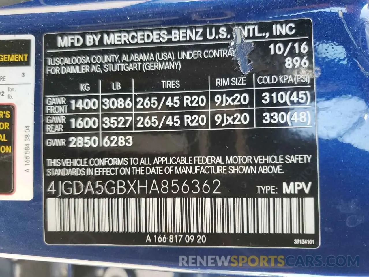 13 fotografías del automóvil dañado 4JGDA5GBXHA856362 MERCEDES-BENZ GLE-CLASS 2017