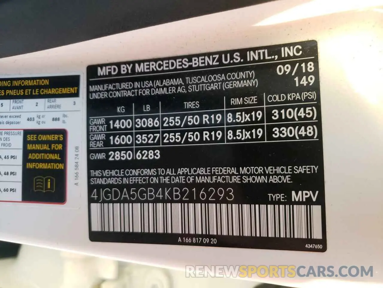 10 fotografías del automóvil dañado 4JGDA5GB4KB216293 MERCEDES-BENZ GLE-CLASS 2019