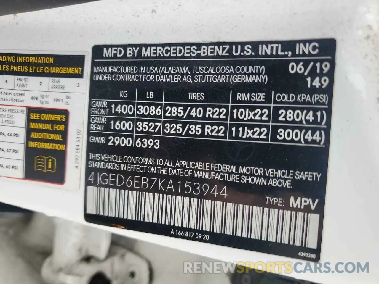 12 fotografías del automóvil dañado 4JGED6EB7KA153944 MERCEDES-BENZ GLE-CLASS 2019