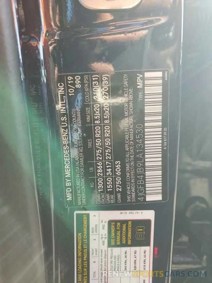 13 fotografías del automóvil dañado 4JGFB4JB9LA134530 MERCEDES-BENZ GLE-CLASS 2020