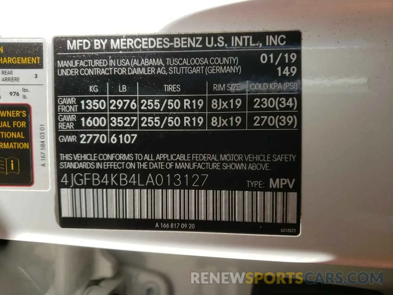 10 fotografías del automóvil dañado 4JGFB4KB4LA013127 MERCEDES-BENZ GLE-CLASS 2020
