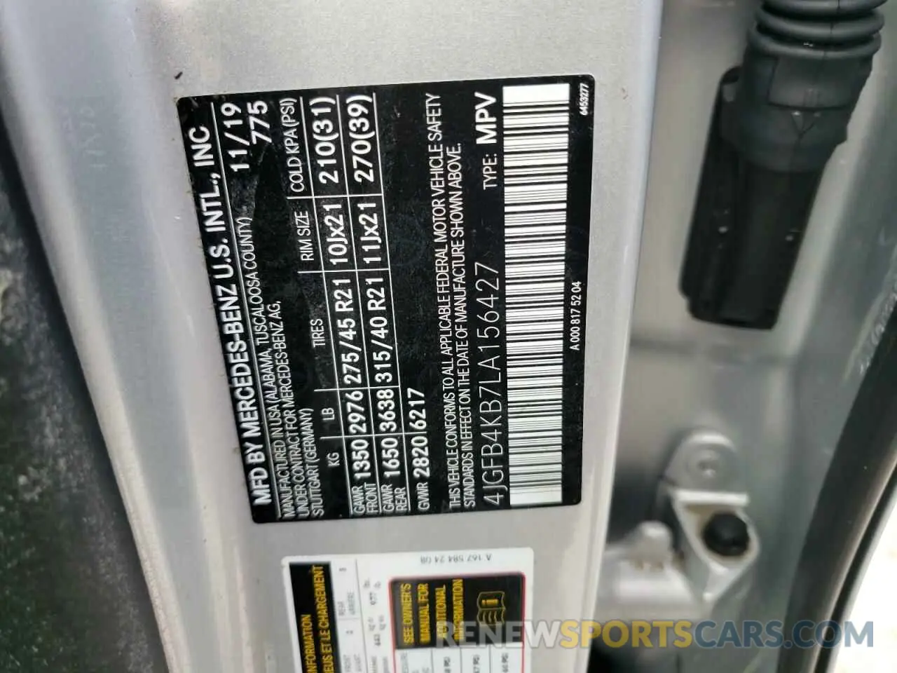 10 fotografías del automóvil dañado 4JGFB4KB7LA156427 MERCEDES-BENZ GLE-CLASS 2020