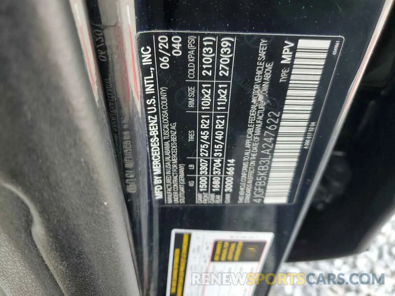 13 fotografías del automóvil dañado 4JGFB5KB3LA247622 MERCEDES-BENZ GLE-CLASS 2020