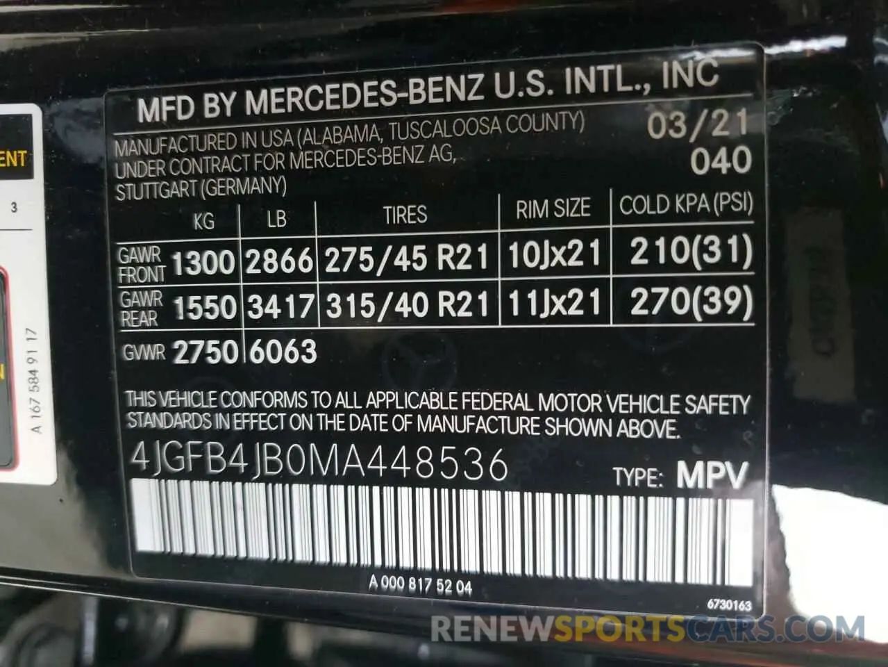 10 fotografías del automóvil dañado 4JGFB4JB0MA448536 MERCEDES-BENZ GLE-CLASS 2021