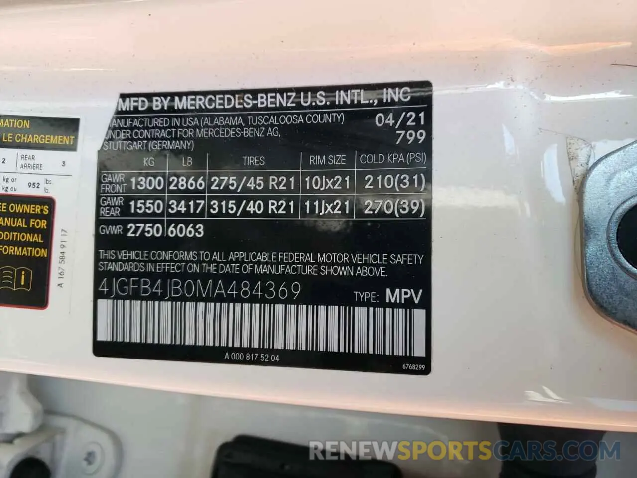 13 fotografías del automóvil dañado 4JGFB4JB0MA484369 MERCEDES-BENZ GLE-CLASS 2021