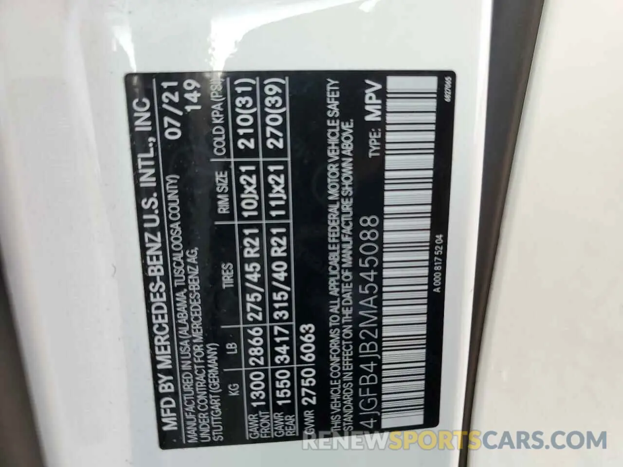 14 fotografías del automóvil dañado 4JGFB4JB2MA545088 MERCEDES-BENZ GLE-CLASS 2021