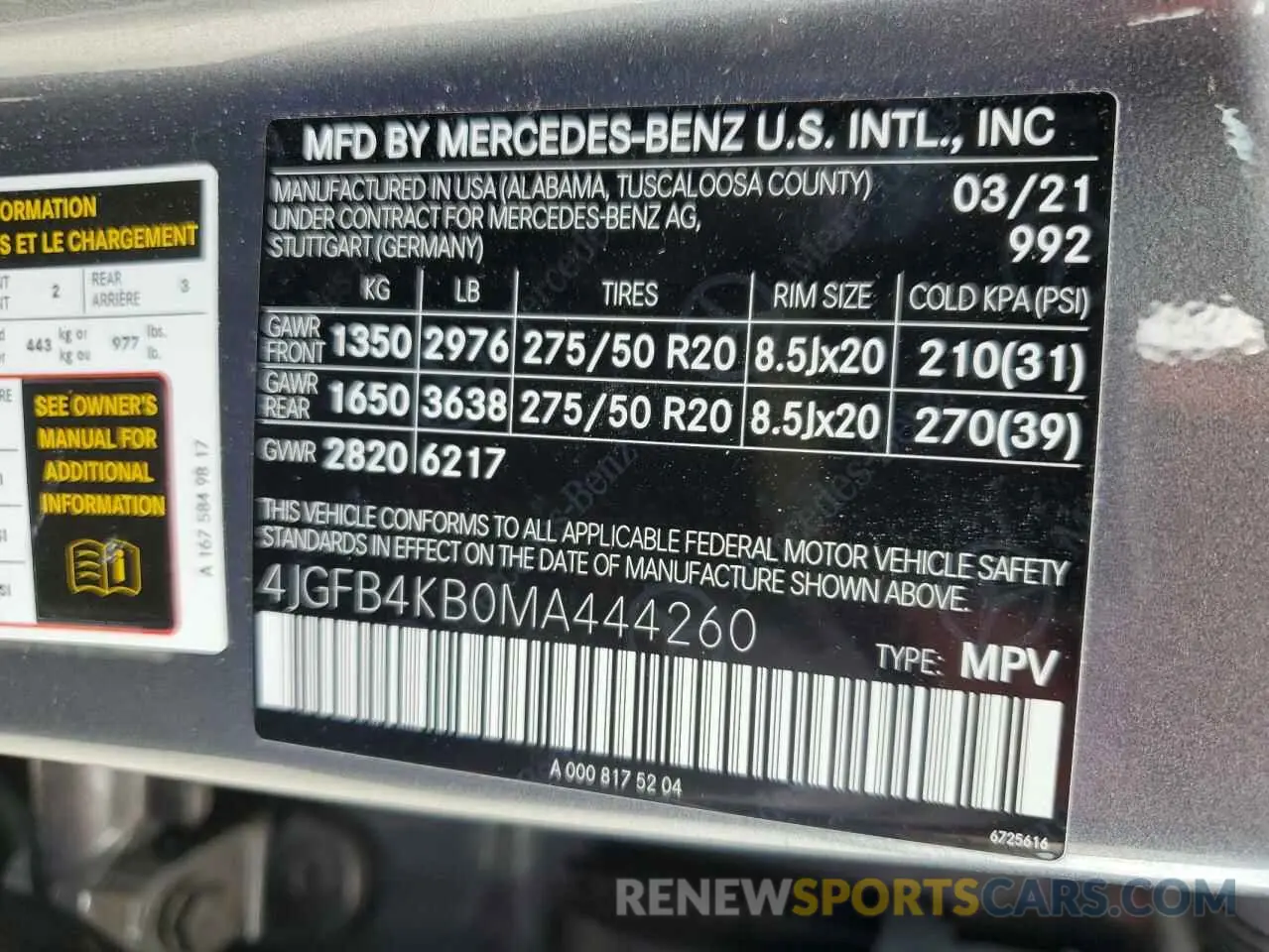 12 fotografías del automóvil dañado 4JGFB4KB0MA444260 MERCEDES-BENZ GLE-CLASS 2021