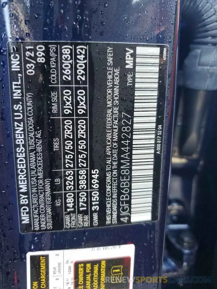 14 fotografías del automóvil dañado 4JGFB6BE8MA442827 MERCEDES-BENZ GLE-CLASS 2021