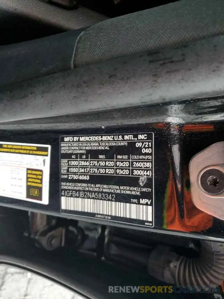 14 fotografías del automóvil dañado 4JGFB4JB2NA583342 MERCEDES-BENZ GLE-CLASS 2022