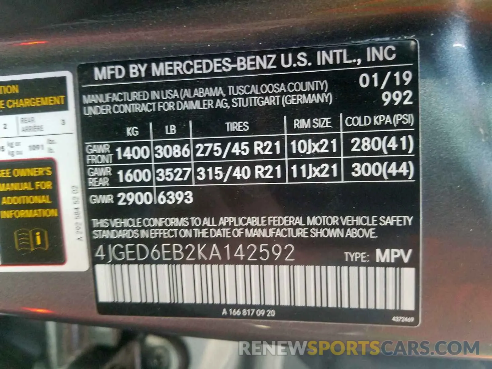 10 fotografías del automóvil dañado 4JGED6EB2KA142592 MERCEDES-BENZ GLE COUPE 2019