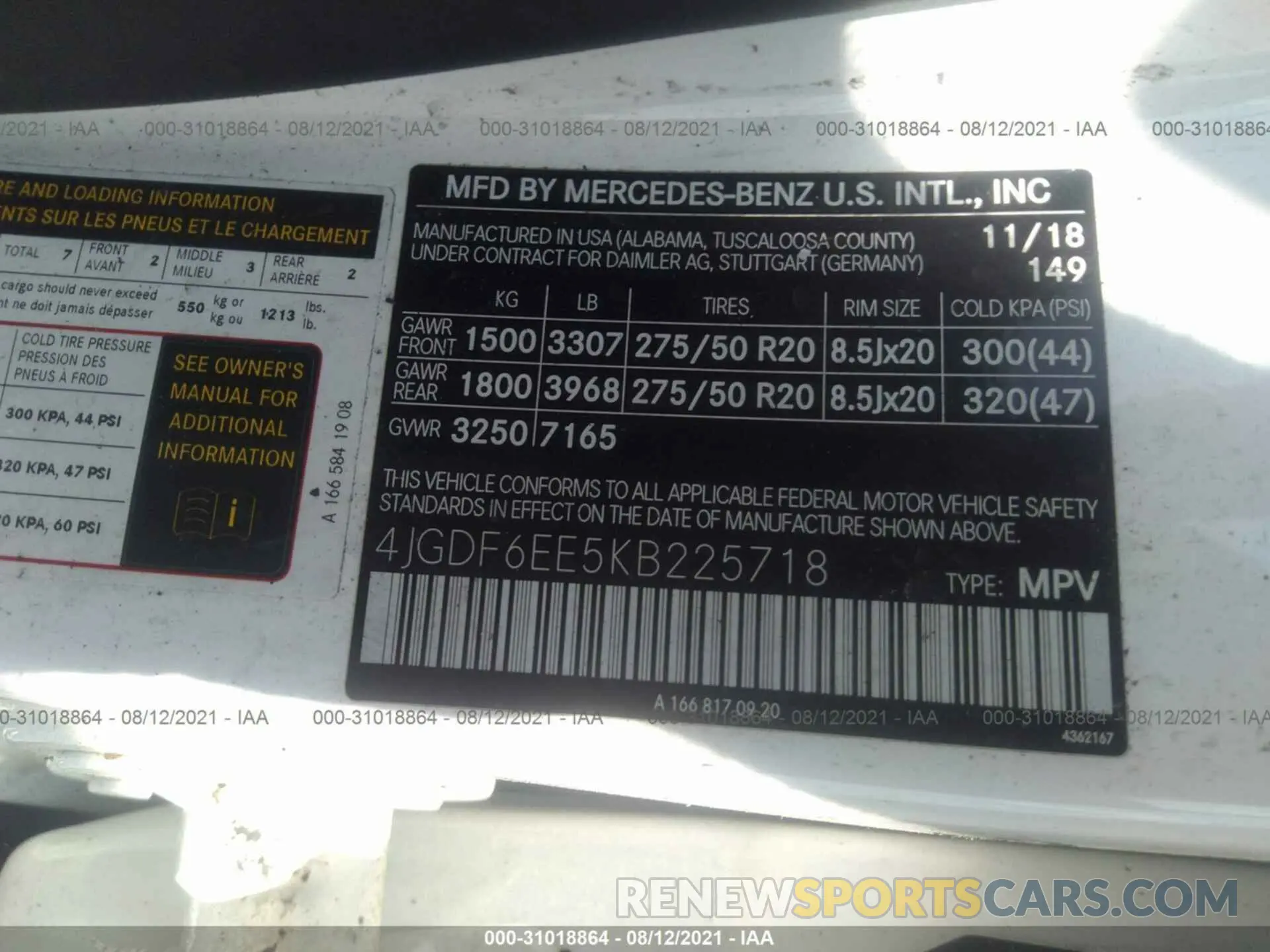 9 fotografías del automóvil dañado 4JGDF6EE5KB225718 MERCEDES-BENZ GLS 2019