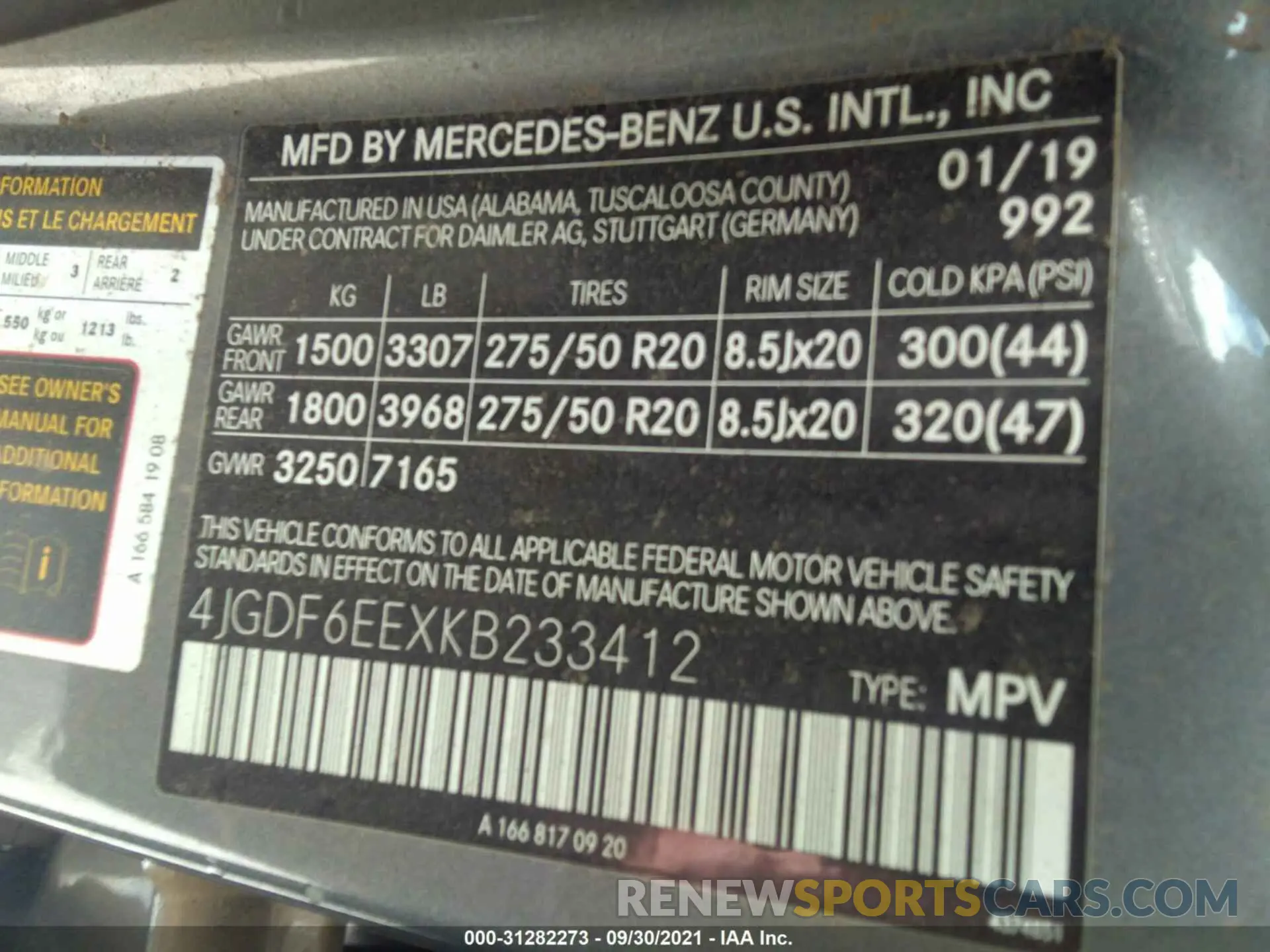 9 fotografías del automóvil dañado 4JGDF6EEXKB233412 MERCEDES-BENZ GLS 2019