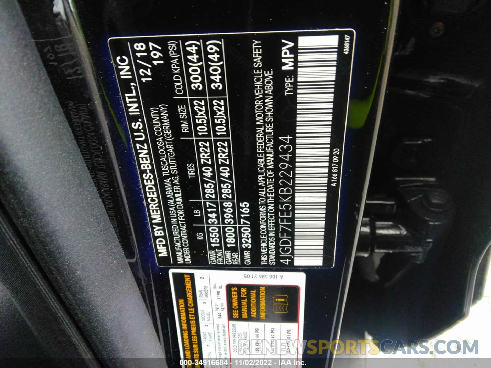 9 fotografías del automóvil dañado 4JGDF7FE5KB229434 MERCEDES-BENZ GLS 2019