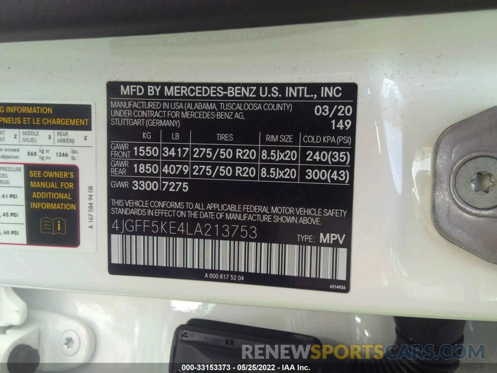 9 fotografías del automóvil dañado 4JGFF5KE4LA213753 MERCEDES-BENZ GLS 2020