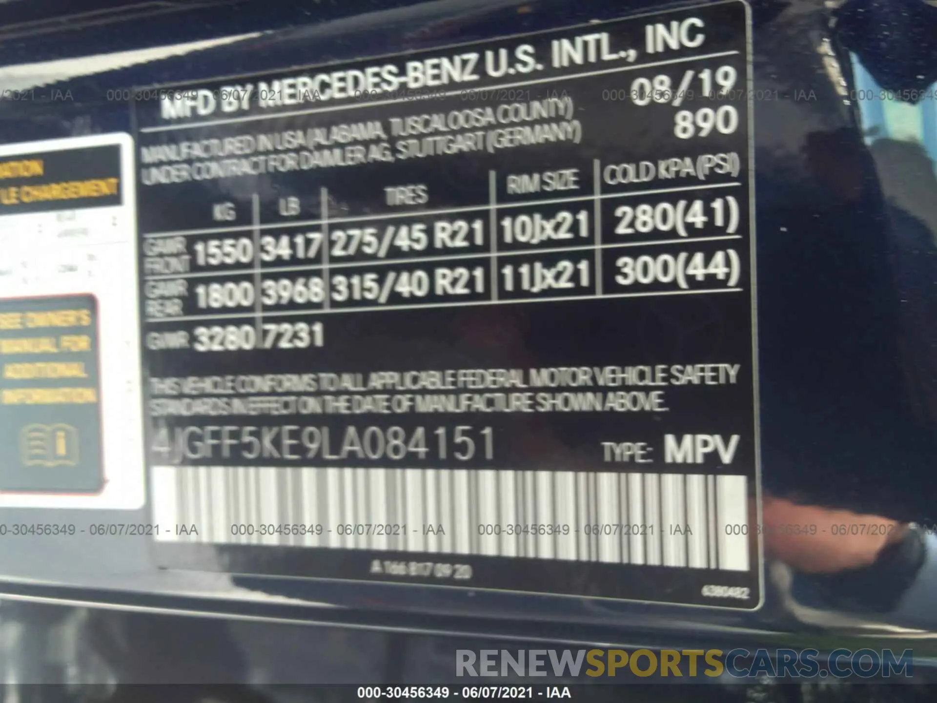 9 fotografías del automóvil dañado 4JGFF5KE9LA084151 MERCEDES-BENZ GLS 2020