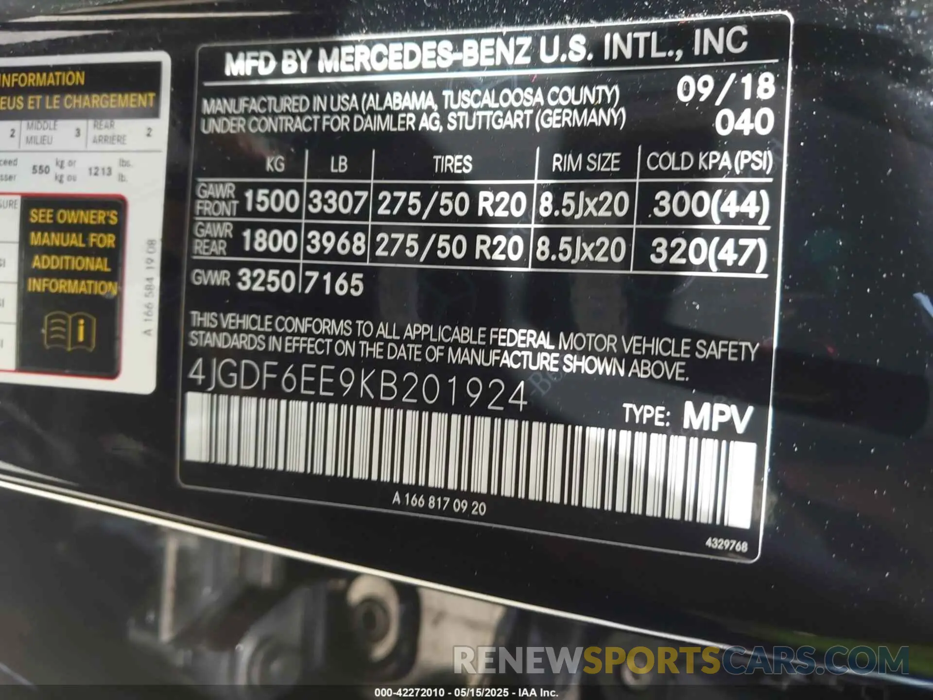 9 fotografías del automóvil dañado 4JGDF6EE9KB201924 MERCEDES-BENZ GLS 450 2019