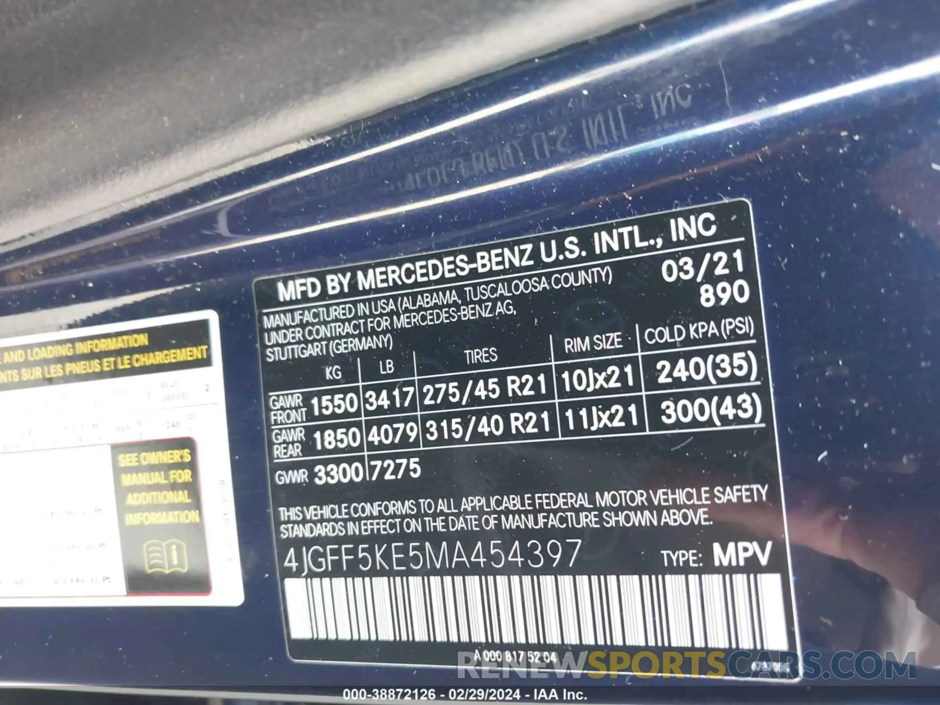 9 fotografías del automóvil dañado 4JGFF5KE5MA454397 MERCEDES-BENZ GLS 450 2021