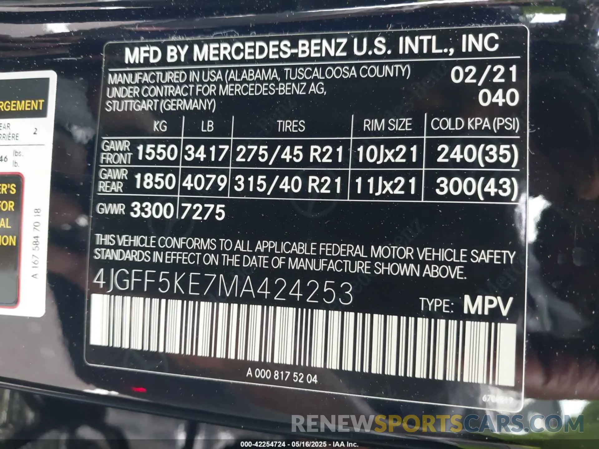 9 fotografías del automóvil dañado 4JGFF5KE7MA424253 MERCEDES-BENZ GLS 450 2021