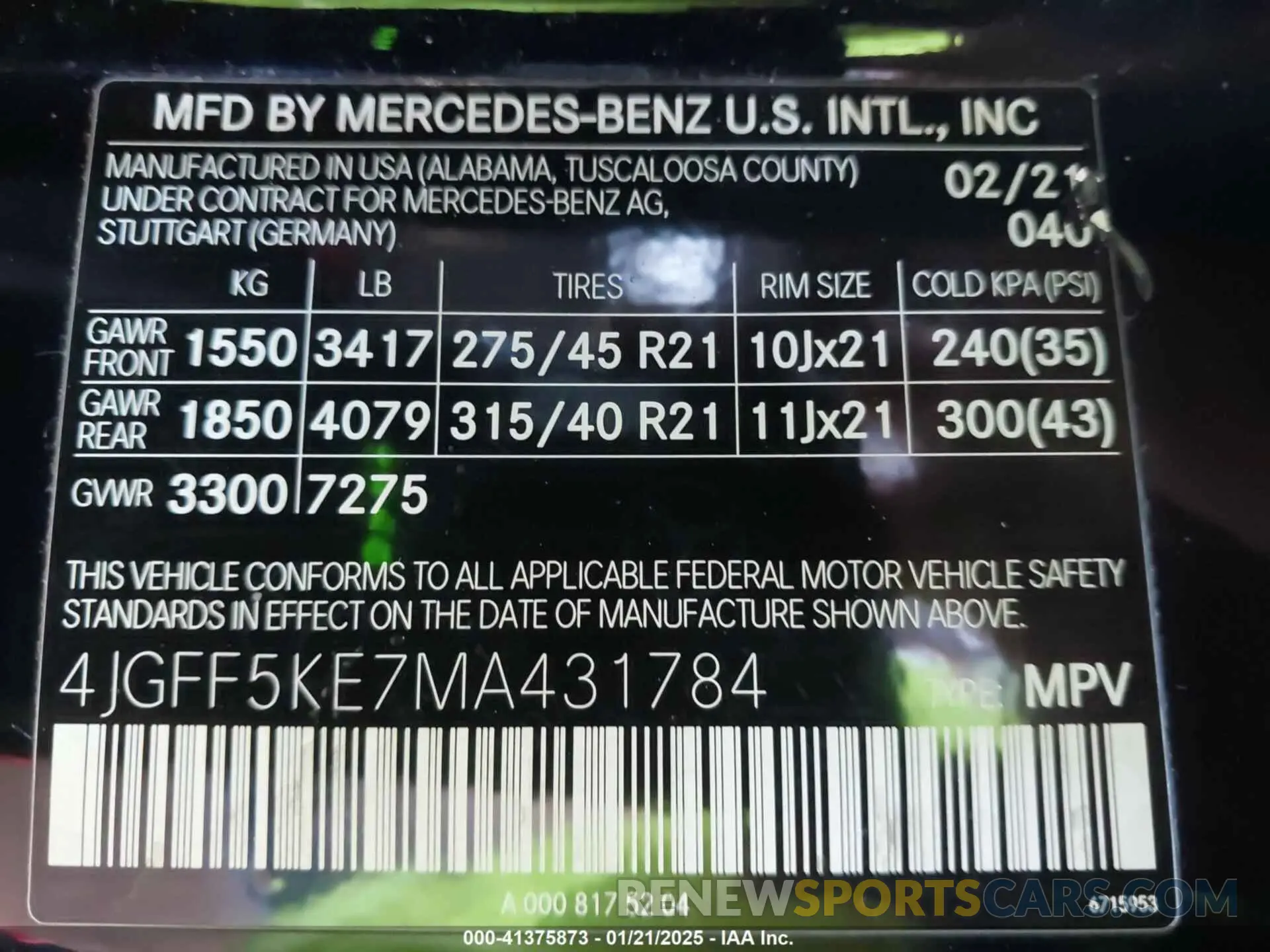 9 fotografías del automóvil dañado 4JGFF5KE7MA431784 MERCEDES-BENZ GLS 450 2021