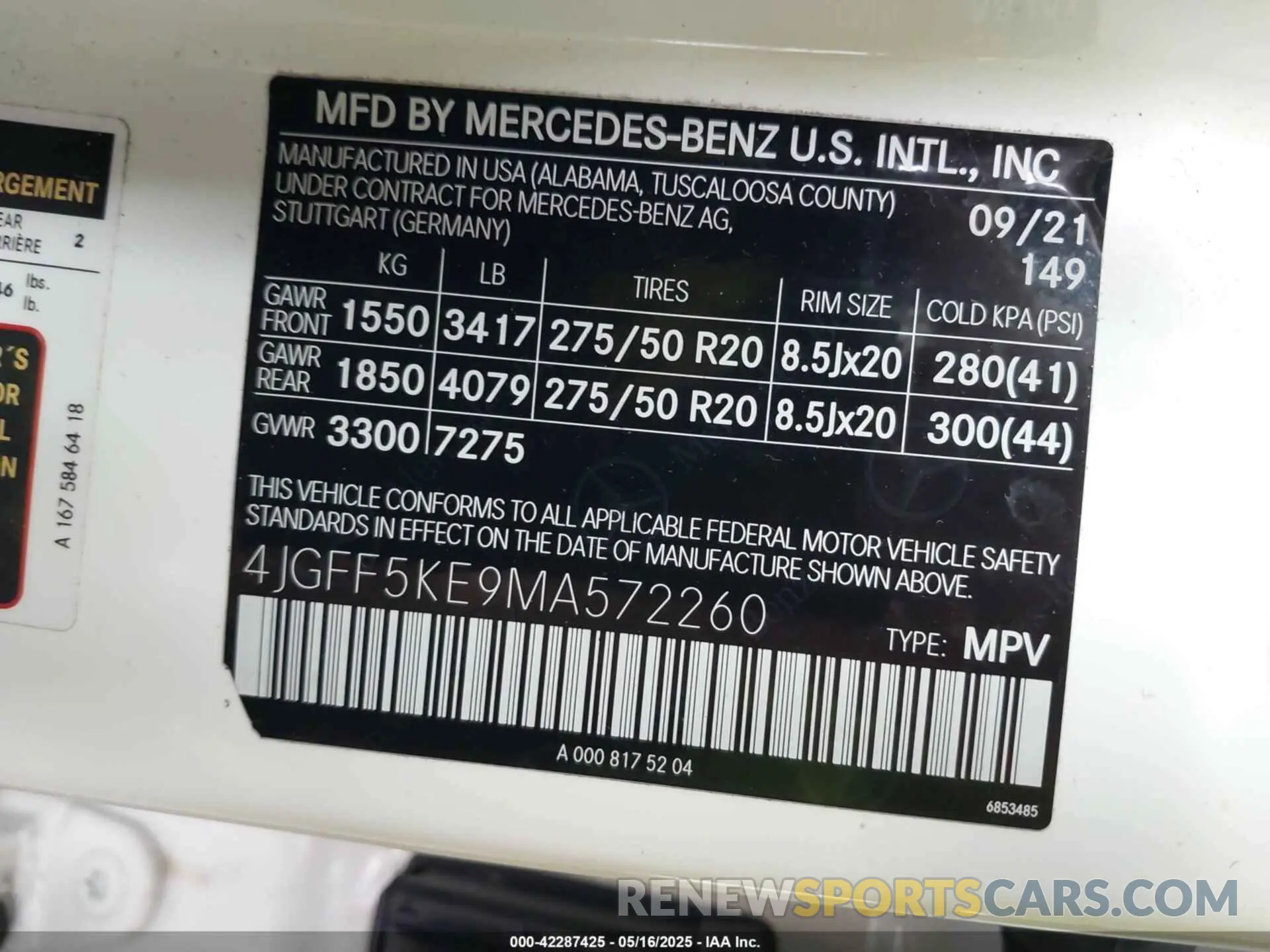 9 fotografías del automóvil dañado 4JGFF5KE9MA572260 MERCEDES-BENZ GLS 450 2021