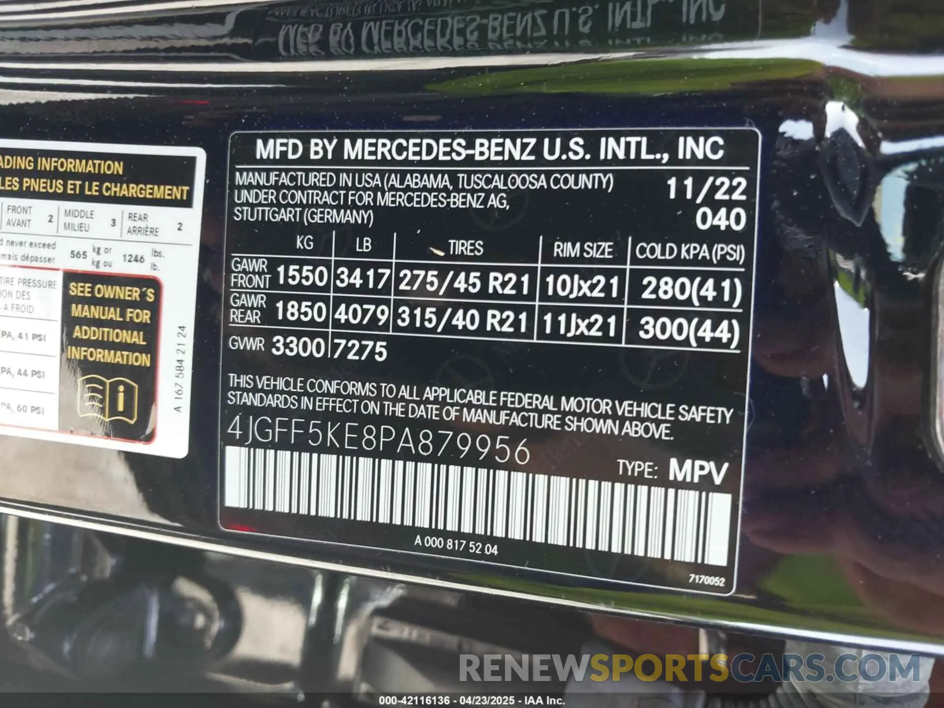 9 fotografías del automóvil dañado 4JGFF5KE8PA879956 MERCEDES-BENZ GLS 450 2023