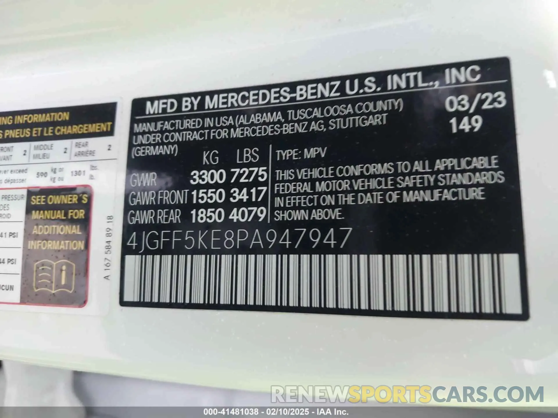9 fotografías del automóvil dañado 4JGFF5KE8PA947947 MERCEDES-BENZ GLS 450 2023