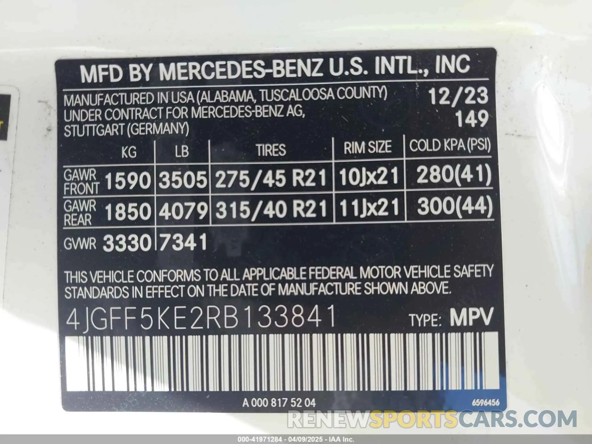 9 fotografías del automóvil dañado 4JGFF5KE2RB133841 MERCEDES-BENZ GLS 450 2024