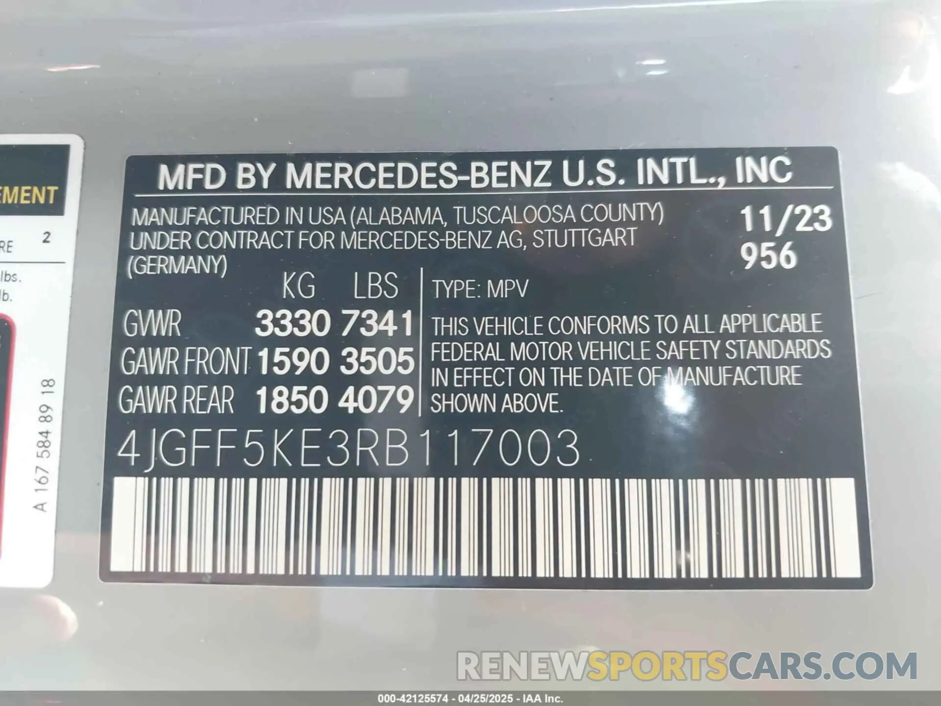 9 fotografías del automóvil dañado 4JGFF5KE3RB117003 MERCEDES-BENZ GLS 450 2024