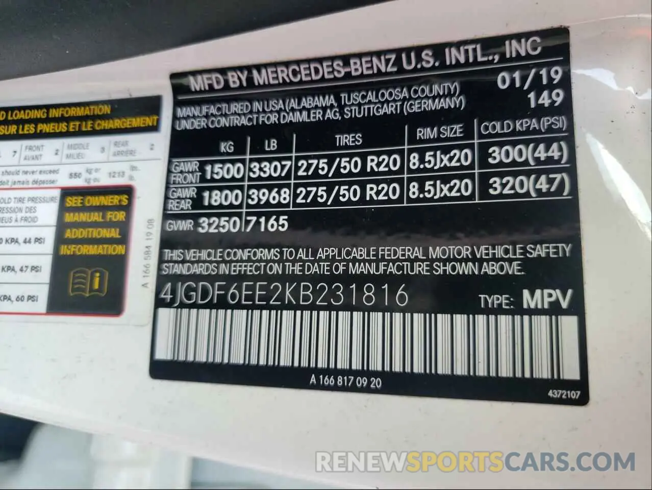 10 fotografías del automóvil dañado 4JGDF6EE2KB231816 MERCEDES-BENZ GLS-CLASS 2019