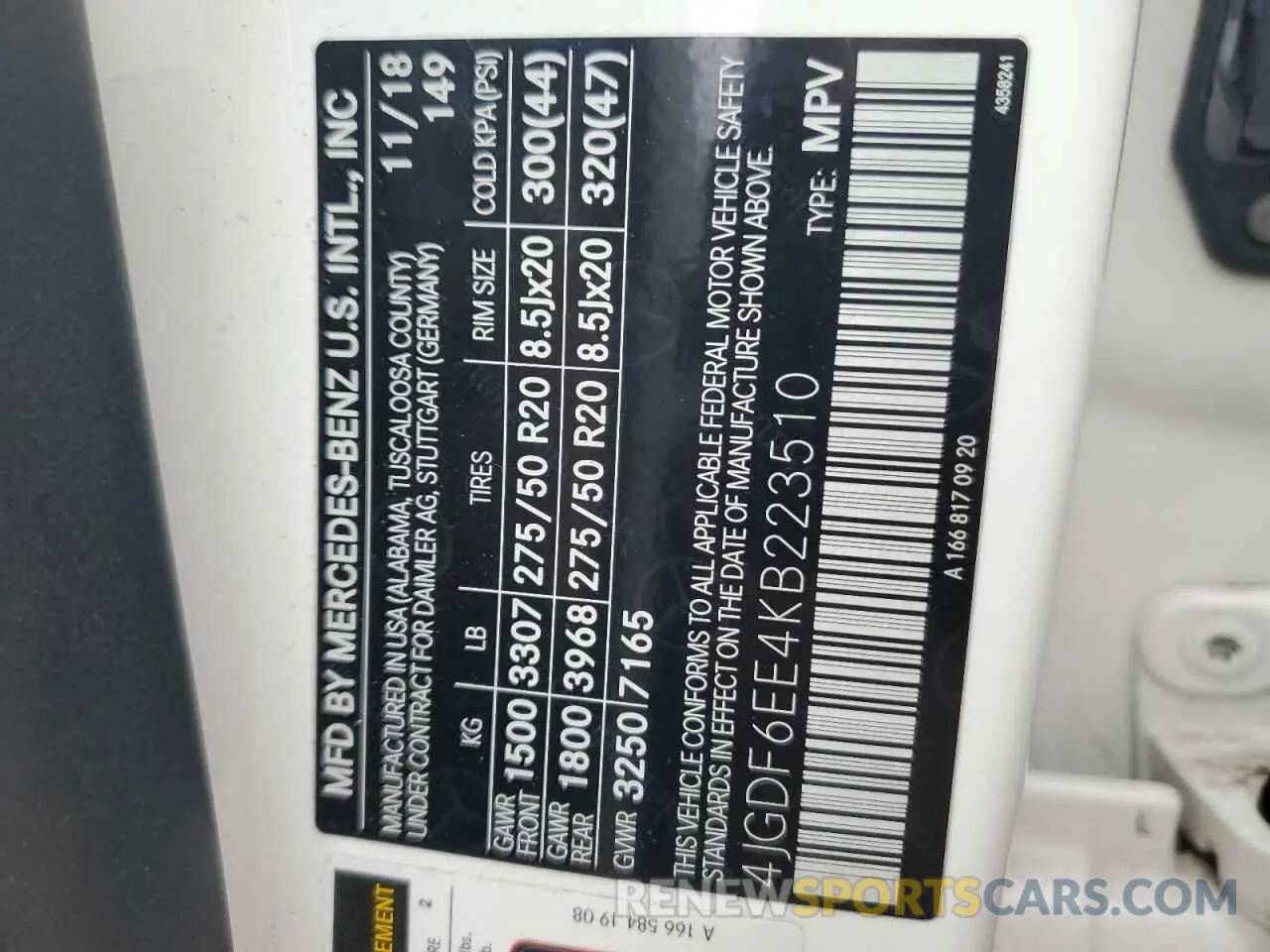 13 fotografías del automóvil dañado 4JGDF6EE4KB223510 MERCEDES-BENZ GLS-CLASS 2019