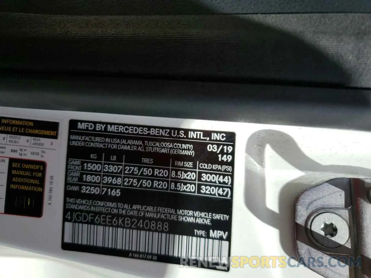 12 fotografías del automóvil dañado 4JGDF6EE6KB240888 MERCEDES-BENZ GLS-CLASS 2019