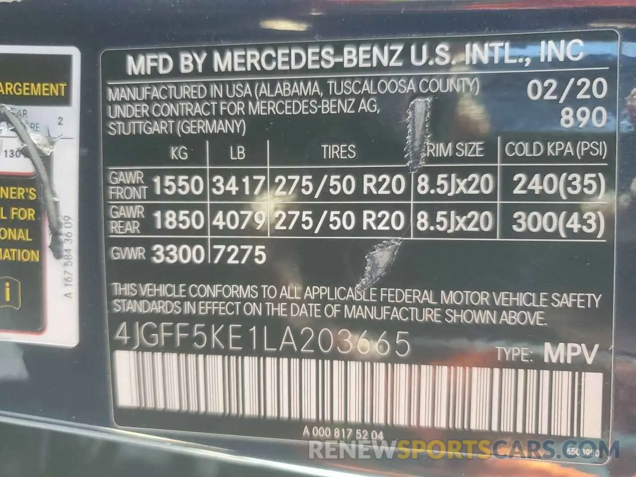 13 fotografías del automóvil dañado 4JGFF5KE1LA203665 MERCEDES-BENZ GLS-CLASS 2020