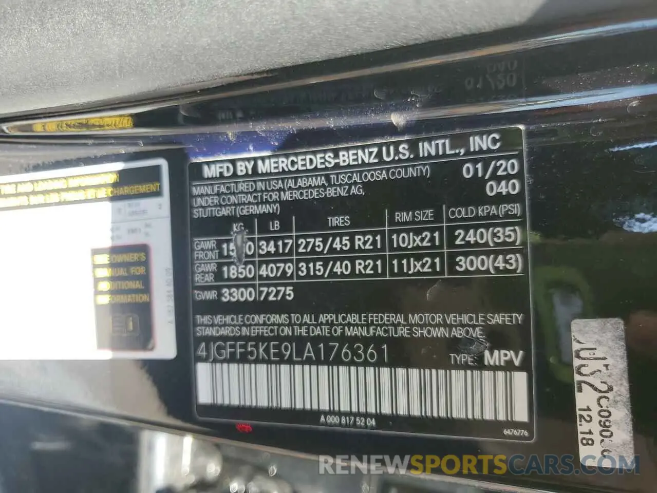 13 fotografías del automóvil dañado 4JGFF5KE9LA176361 MERCEDES-BENZ GLS-CLASS 2020