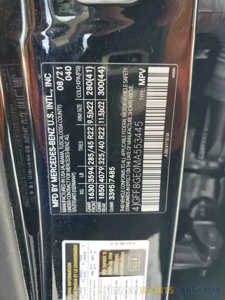 14 fotografías del automóvil dañado 4JGFF8GE0MA553445 MERCEDES-BENZ GLS-CLASS 2021
