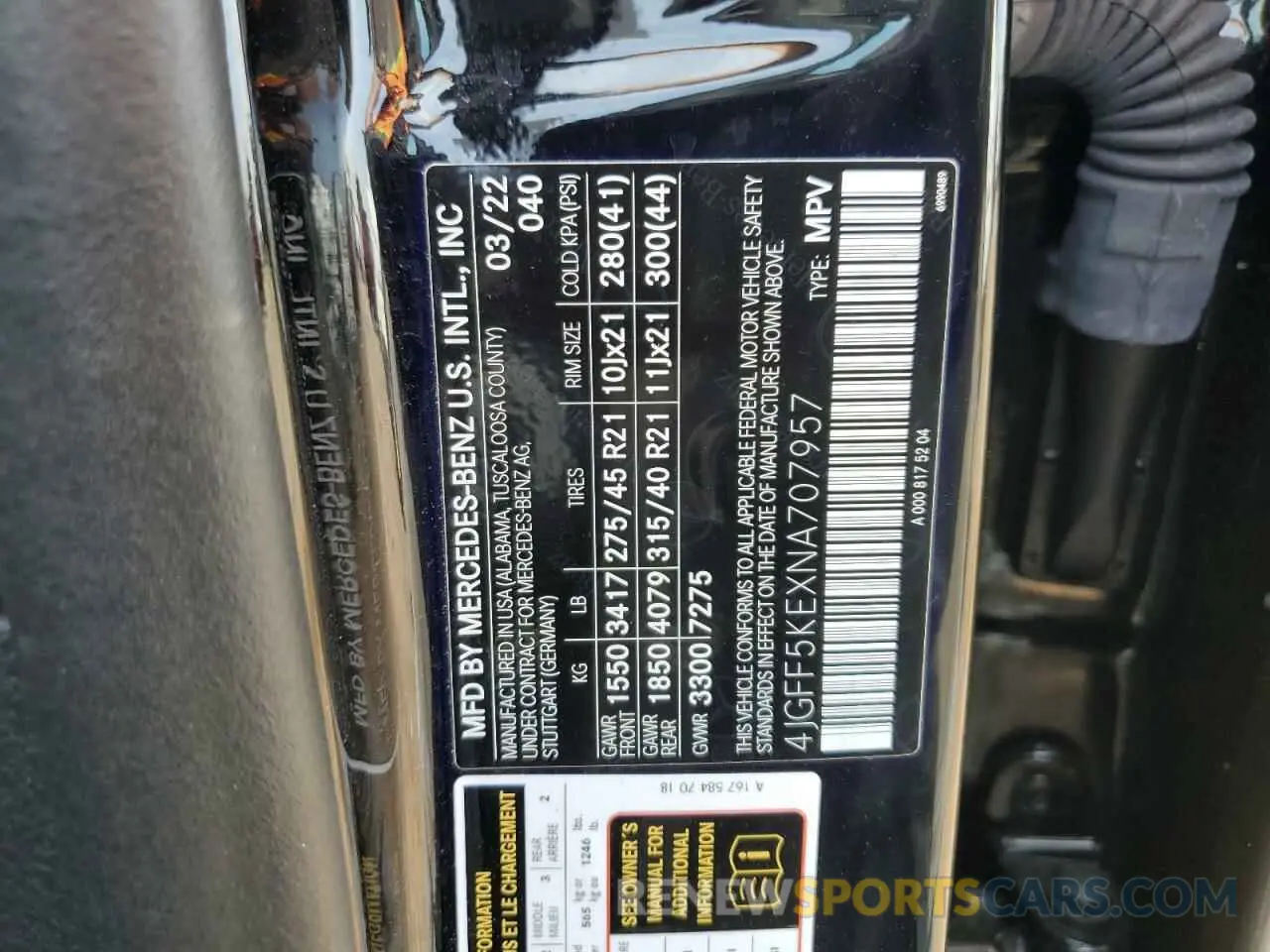 13 fotografías del automóvil dañado 4JGFF5KEXNA707957 MERCEDES-BENZ GLS-CLASS 2022